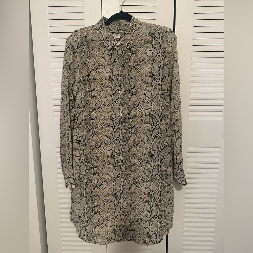 EQUIPMENT Silk Snakeskin Button Down Shirt Dress